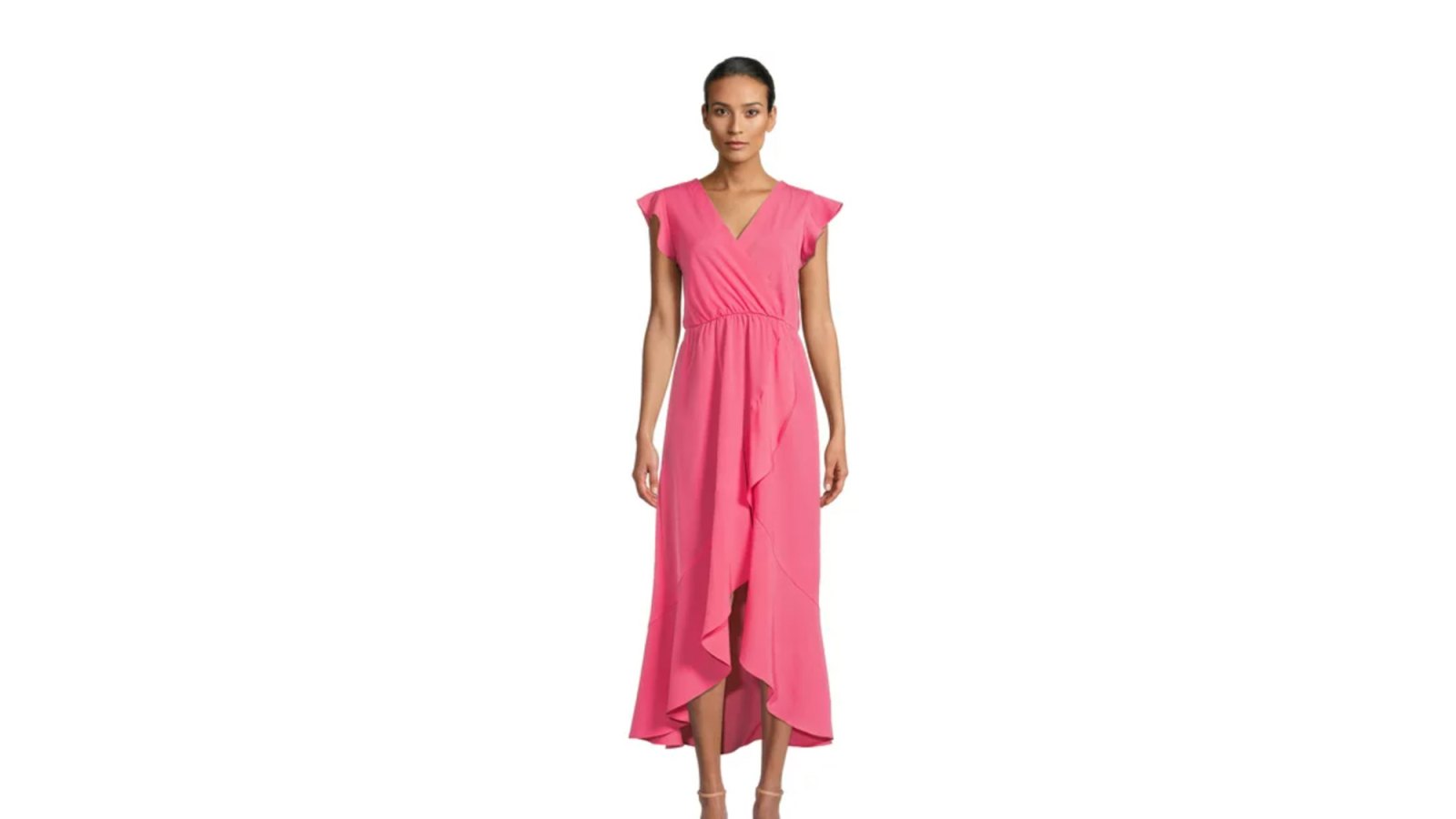 Nine.Eight Women’s Flutter Sleeve Faux Wrap Maxi Dress