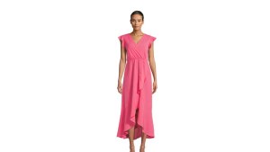 Nine.Eight Women’s Flutter Sleeve Faux Wrap Maxi Dress
