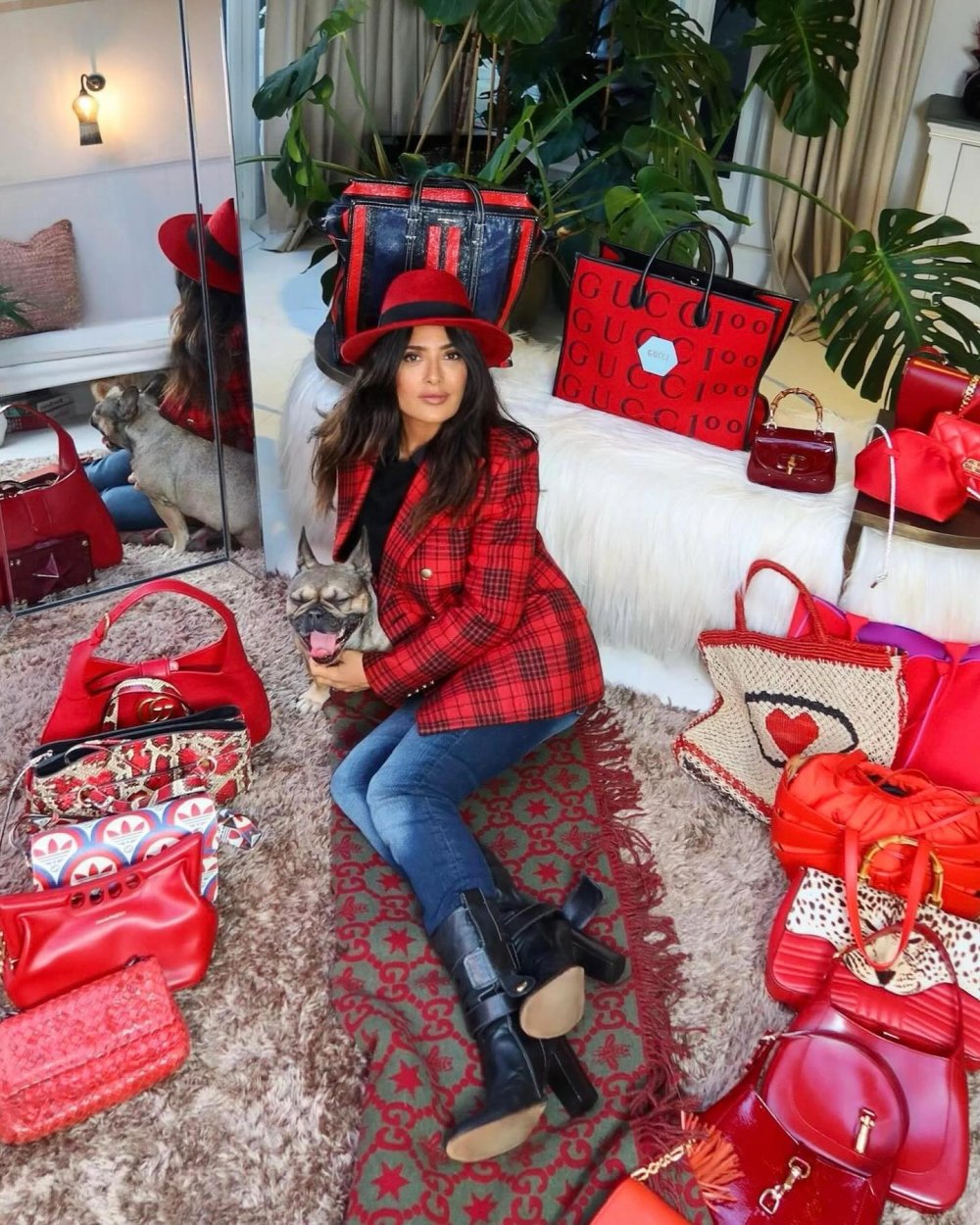 Salma Hayek Shows off Her 50 Shades of Red Bag Collection — Which Includes a Lot of Gucci 963