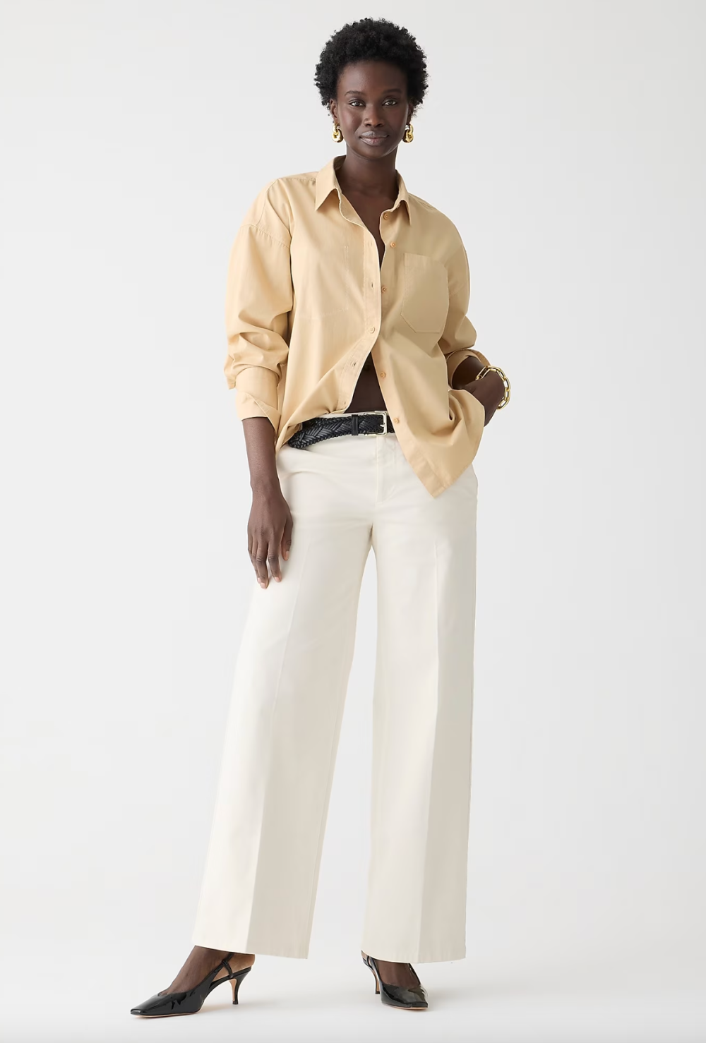 J.Crew Lower-rise wide-leg chino pant in breezy satin