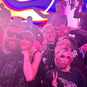 Taylor Swift and Travis Kelce Party With Megan Fox and Machine Gun Kelly in Vegas After Super Bowl LVIII