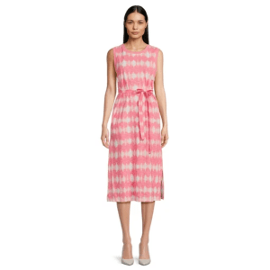 Time and Tru Women's Sleeveless Dress with Self Tie Belt