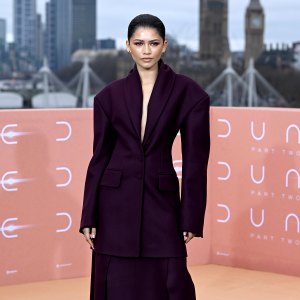 Timothee Chalamet and Zendaya Coordinate in Maroon Looks While Promoting Dune Part Two