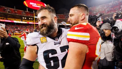 Jason Kelce Brings Kylie Kelce to Phillies Game, Throws Out 1st Pitch