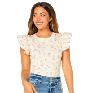 Celebrity Pink Flutter Sleeve Bodysuit