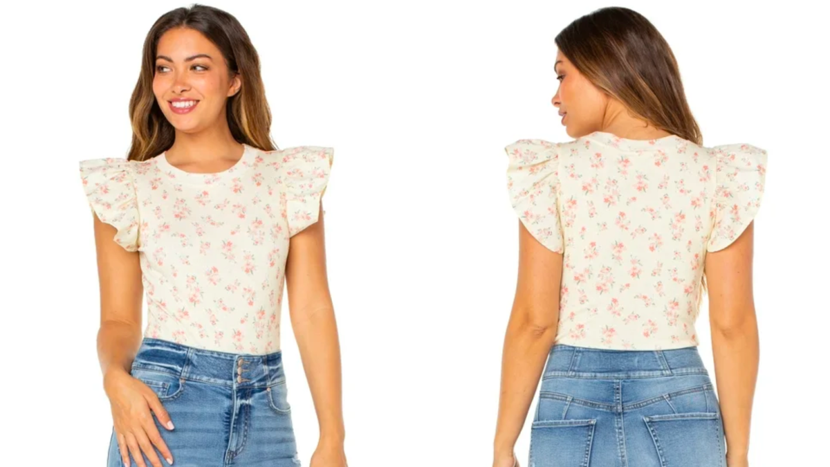 Celebrity Pink Flutter Sleeve Bodysuit