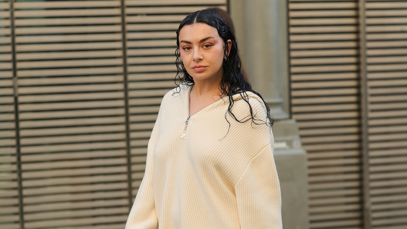 Charli XCX at the Courrèges fashion show in Paris, France on February 28, 2024.