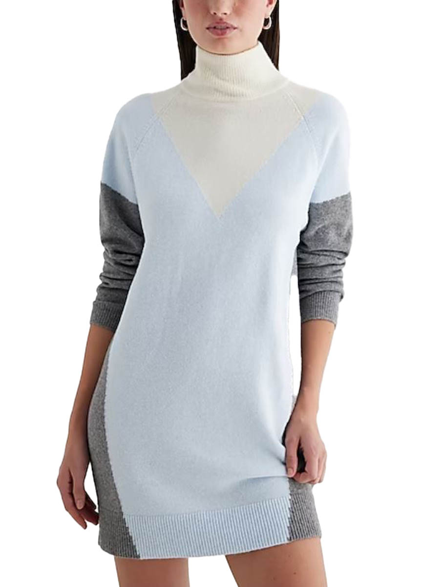 Express Color Block Turtleneck Mini Sweater Dress
