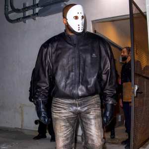 Kanye West Covers Face With Friday the 13th Mask Outside Son Saints Basketball Game