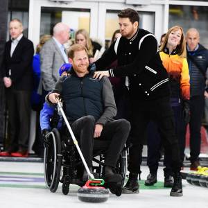 Prince Harry and Michael Buble Try Curling at Invictus One Year to Go Training