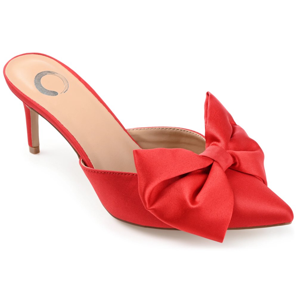 red pointed-toe pump