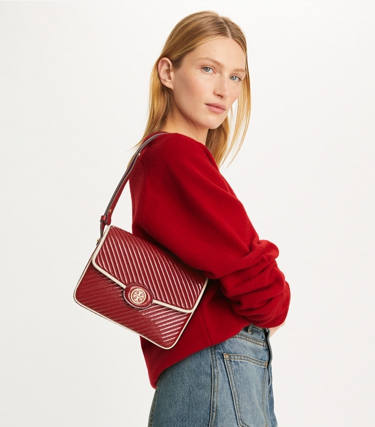 red quilted shoulder bag