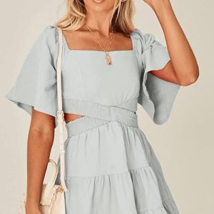 Shy Velvet Square Neck Mini Dress