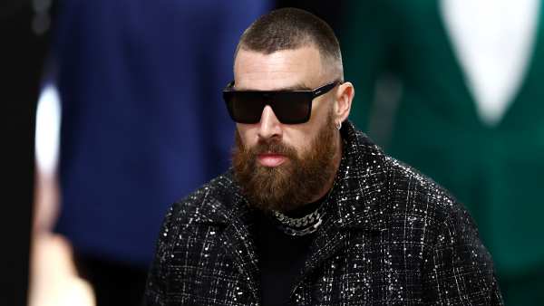 Travis Kelce’s Super Bowl Pregame Outfit Makes the Whole Place Shimmer