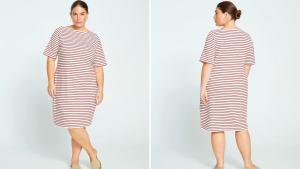 Universal Standard Belle Breton-Stripe Compact Jersey Dress
