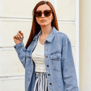 Vetinee Oversized Frayed Hem Shacket