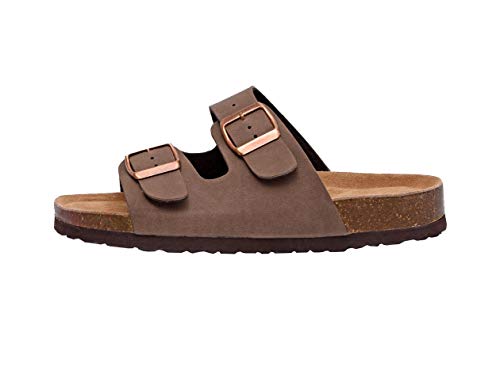 CUSHIONAIRE Women's Lane Cork Footbed Sandal With +Comfort, Brown, 6