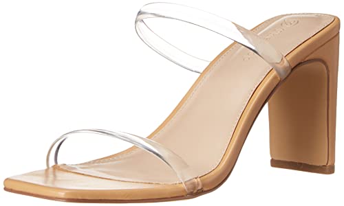 The Drop Women's Avery Square Toe Two Strap High Heeled Sandal, Clear, 8