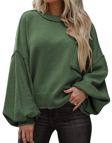 Dokotoo Sweaters for Women 2023 Trendy Ladies Sweaters Fall Winter Oversized Sweater Womens Fashion Womens Fall Fashion 2024 Fall Clothes Outfits for Women Womens Tops Green