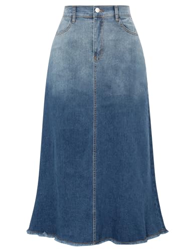 Belle Poque Denim Blue Gradient Jean Skirt