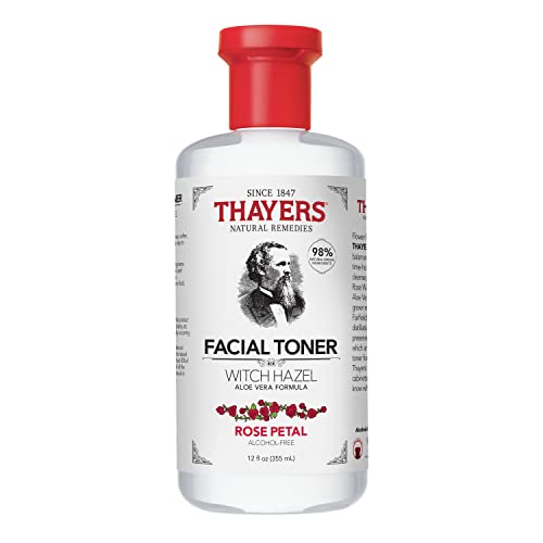 Thayers Alcohol-Free Moisturizing Rose Petal Witch Hazel Facial Toner with Aloe Vera Formula, Vegan, Dermatologically Tested and Recommended, 12 Oz