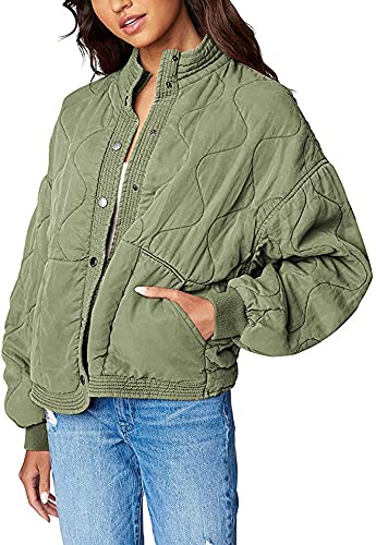 (BLANKNYC) womens Jacket, Everyday Adult Coat Luxury Clothing Tencel Drop Shoulder Quilted Jacket, Burnt Sage, Small US