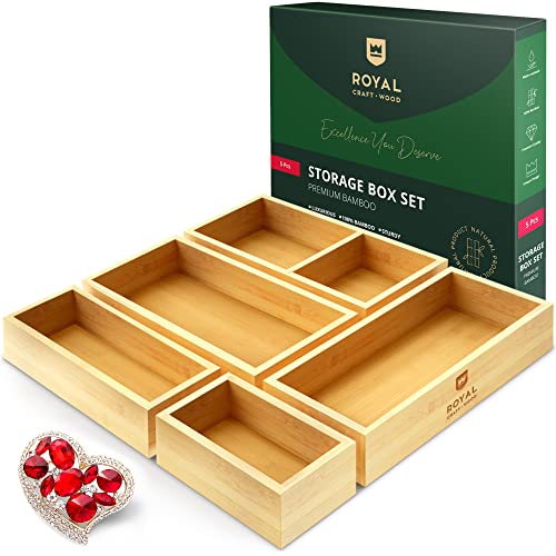 ROYAL CRAFT WOOD Luxury Bamboo Makeup Organizer