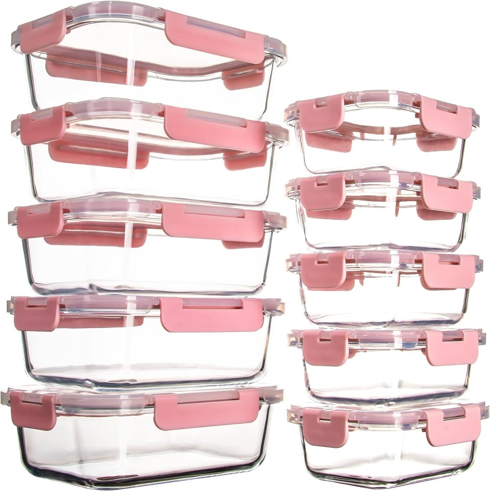 pink glass food containers