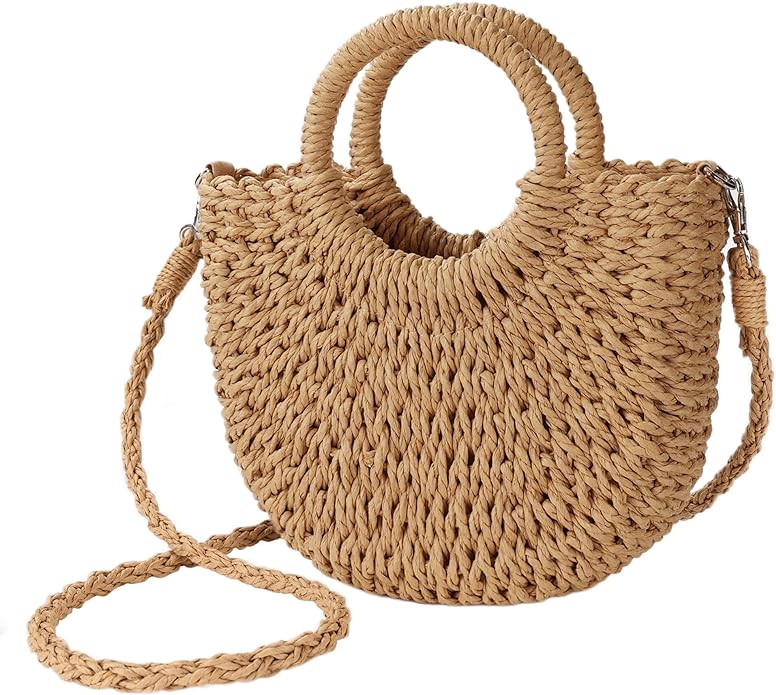 straw top handle handbag