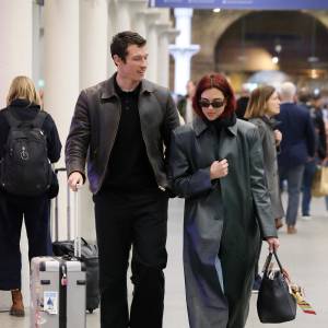 Feature Dua Lipa and Boyfriend Callum Turner Travel Together in Style in Coordinated Leather Jackets