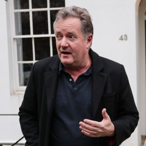 LONDON, ENGLAND - MARCH 10: Piers Morgan seen leaving his West London home to take his daughter Elise to school on March 10, 2021 in London, England. (Photo by JORAS/GC Images)