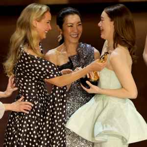 96th Annual Academy Awards - Show, Emma Stone, Jennifer Lawrence and Michelle Yeoh