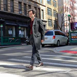 NEW YORK, NY - MARCH 25: Penn Badgley is seen on the film set of 'You' season 5 TV Series on March 25, 2024 in New York City. (Photo by Jose Perez/Bauer-Griffin/GC Images)