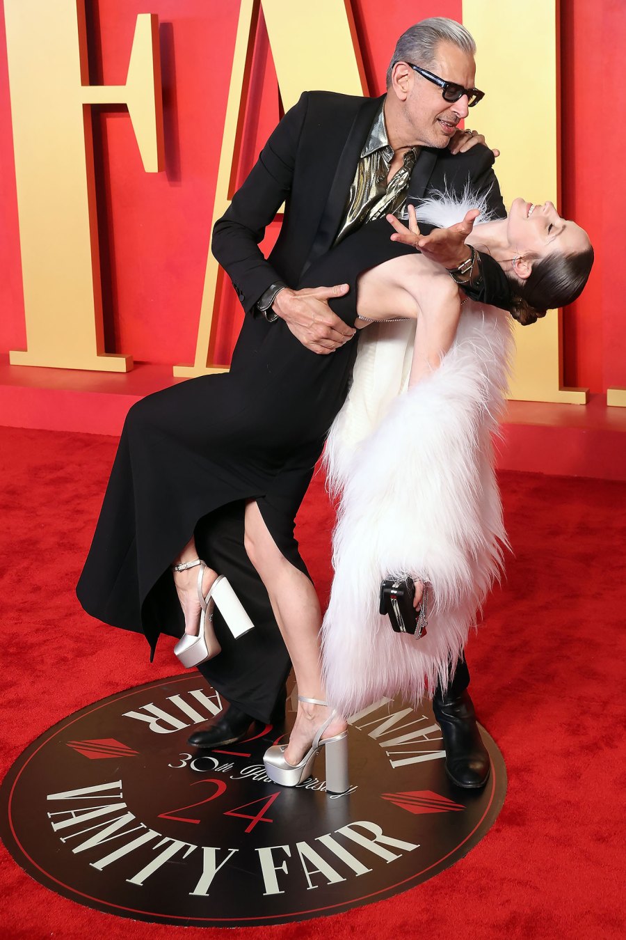 Jeff Goldblum and Emilie Livingston Vanity Fair 2024 Oscar Party Was Perfect Celeb Couple Date Night