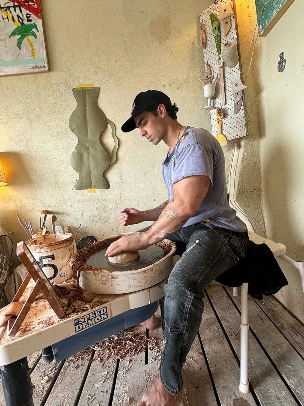 Joe Jonas Shows off His Artistic Skills While Trading in the Music Studio for Pottery Studio