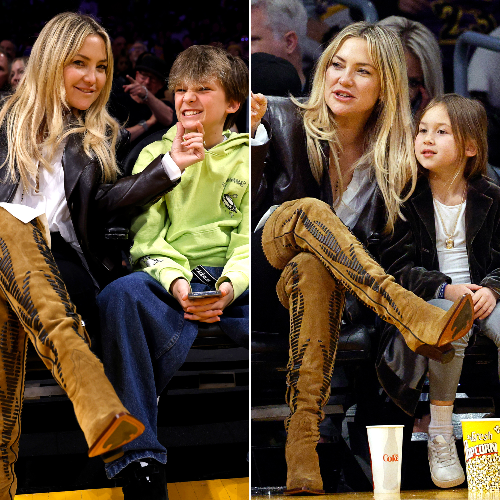 Kate Hudson Sits Courtside With 2 Kids at Los Angeles Lakers Game