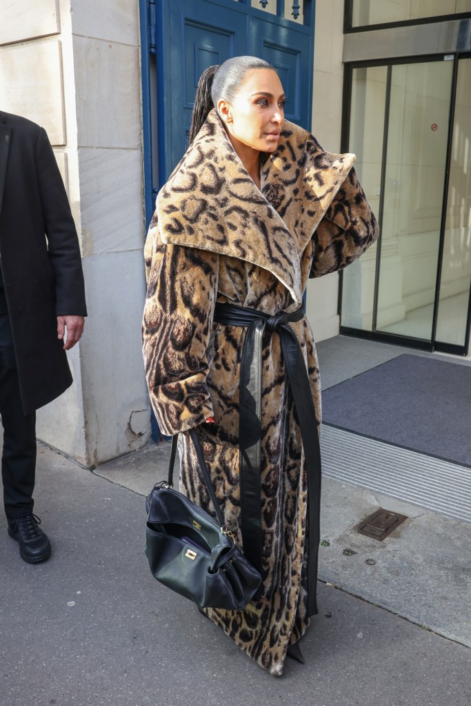 Kim Kardashian Steps out In 2 Back-To-Back Fur Coats During Paris Fashion Week