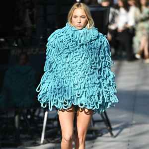 Lila Moss Hits the Stella McCartney Runway in Blue Mop Like Dress at Paris Fashion