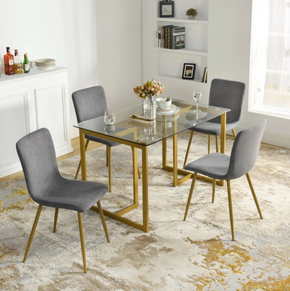 Courseulles Upholstered Sturdy and Breathable Solid Back Dining Chair for Dining Room (Set of 4)
