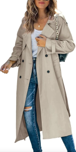Makkrom Women's Double Breasted Long Trench Coat