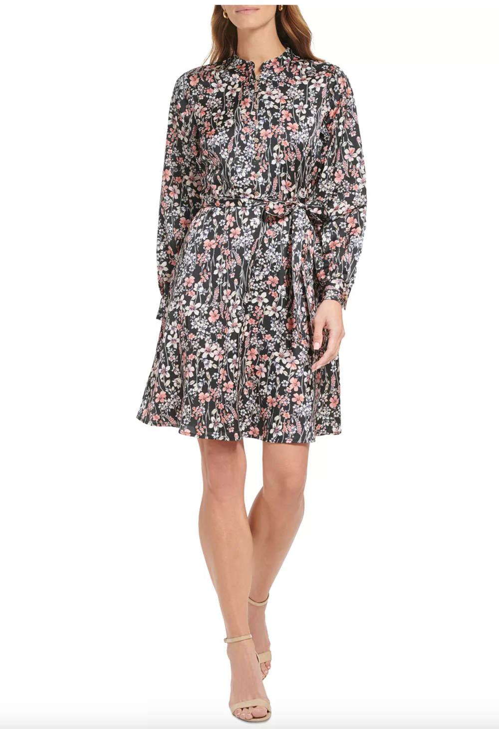 Tommy Hilfiger Women's Long-Sleeve Charmeuse Fit & Flare Dress