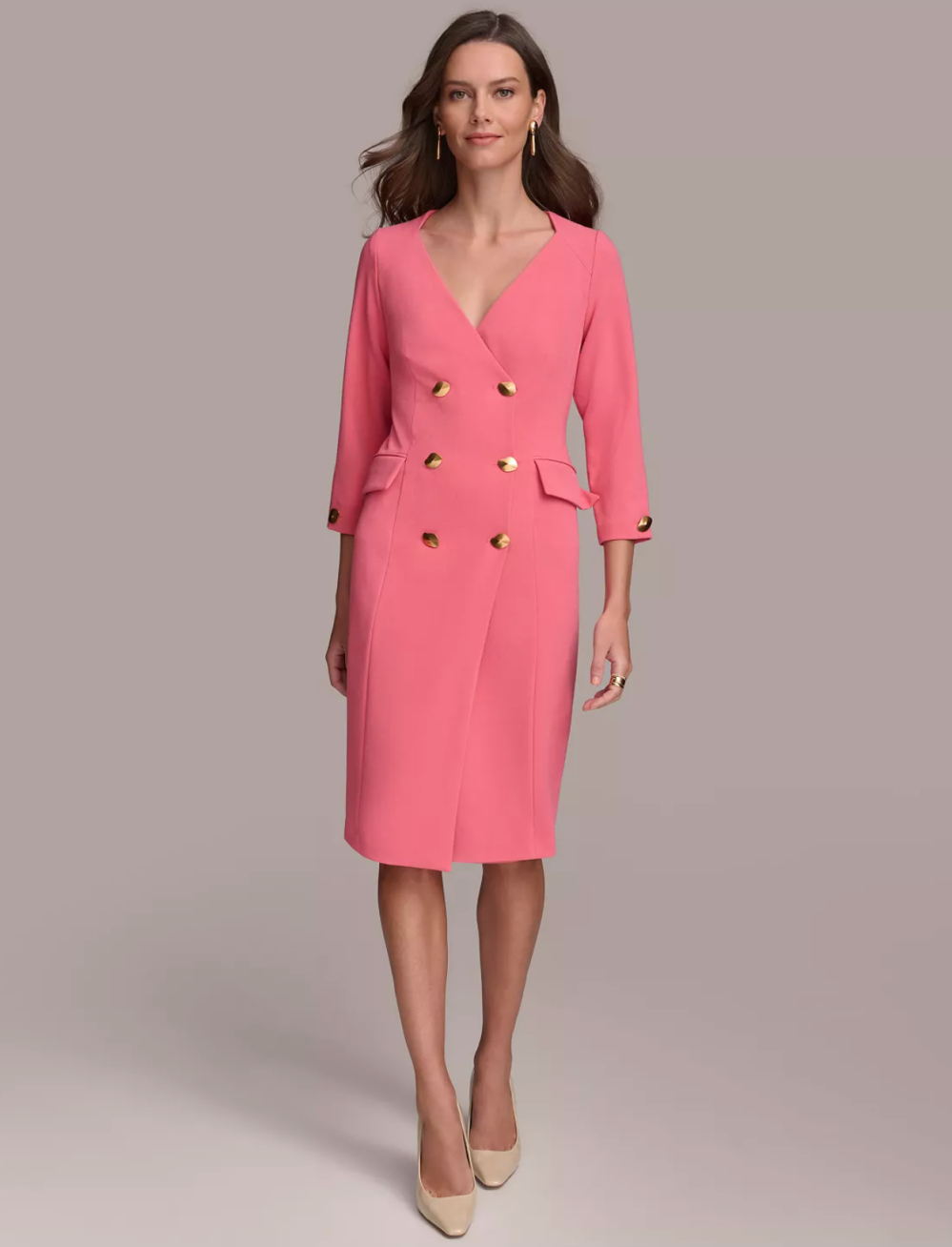Donna Karan Women's 3/4-Sleeve Double-Breasted Blazer Dress