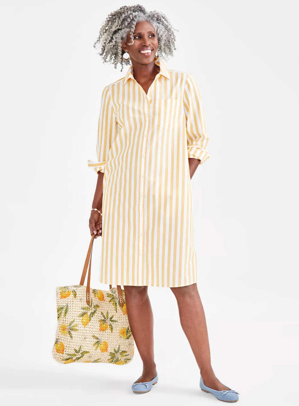 Style & Co Women's Cotton Striped Shirtdress
