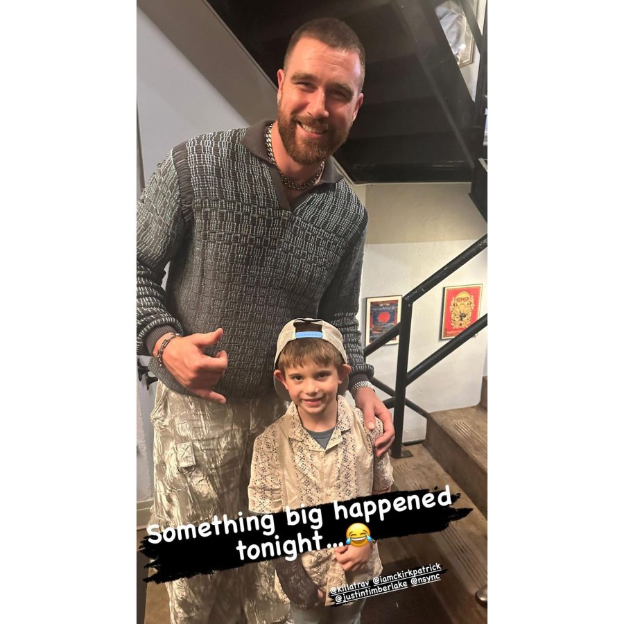 Travis Kelce Poses With NSync Star Chris Kirkpatrick Son at Justin Timberlake Concert 3