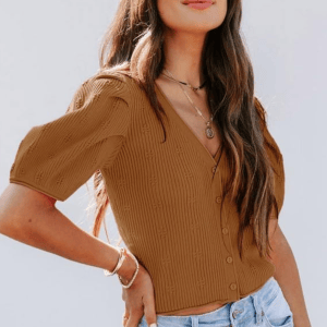 Dokotoo Knit Puff Sleeve Top