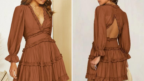 Dokotoo V-Neck Long Sleeve Mini Dress