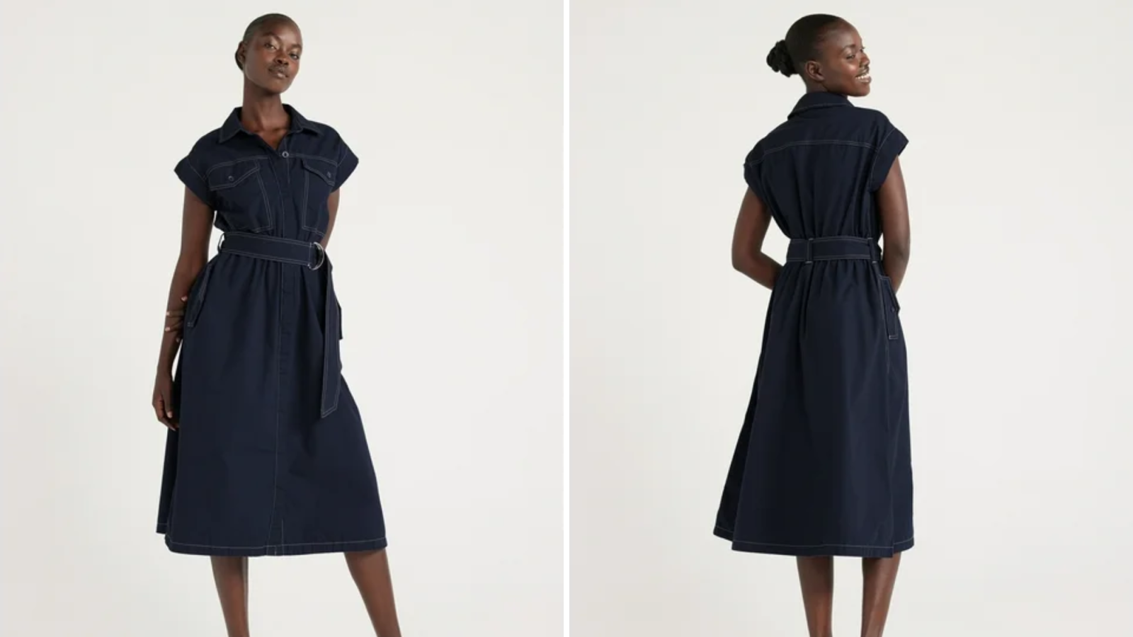 Free Assembly Belted Utility Midi Dress
