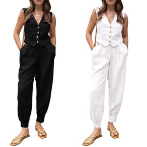 Prettygarden Two-Piece Cropped Vest Matching Set Amazon