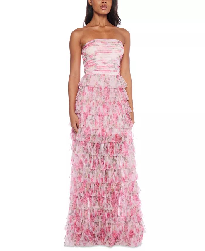 floral ruffled gown
