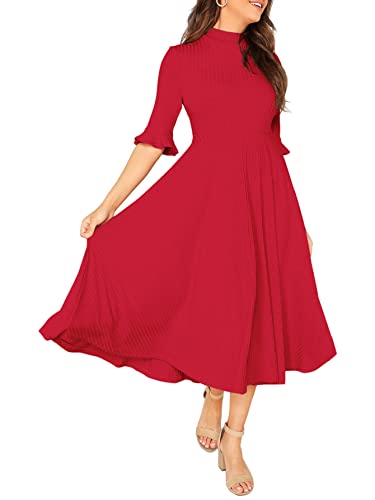 Verdusa Elegant Bell-Sleeve Midi Dress